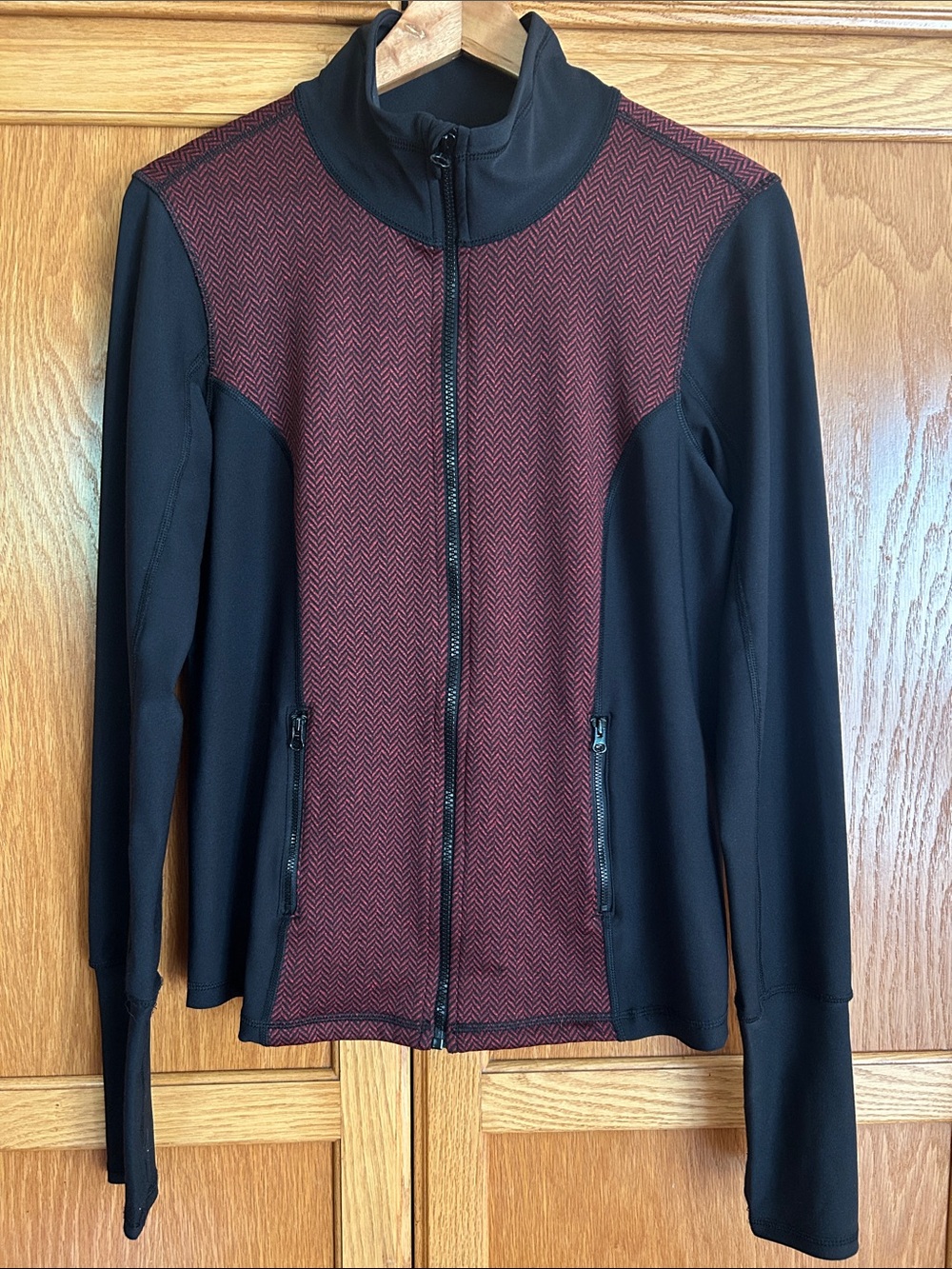 Reflex Black Jacket with Burgundy Herringbone Front